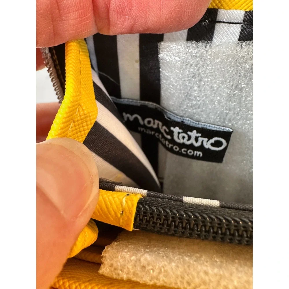 Marc Tetro Boston Terrier Wallet Yellow Zip Around Saffiano PVC‎